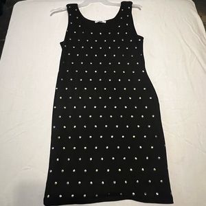 Kenneth Cole Black Textured Polka Dot Dress